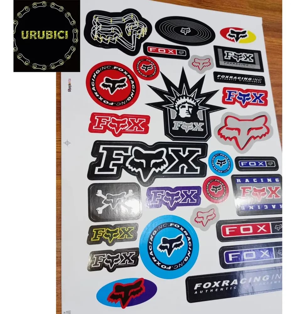 Stickers Bicicleta U Otros Fox Plancha 30 X 23cm Urubici