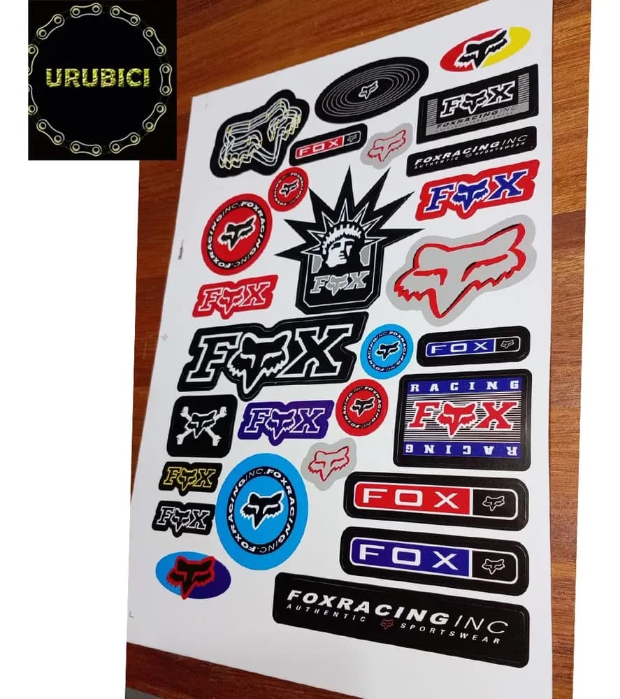 Stickers Bicicleta U Otros Fox Plancha 30 X 23cm Urubici