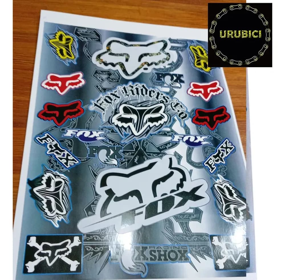 Stickers Bicicleta Y Otros Fox Plancha 30 X 23cm Urubici